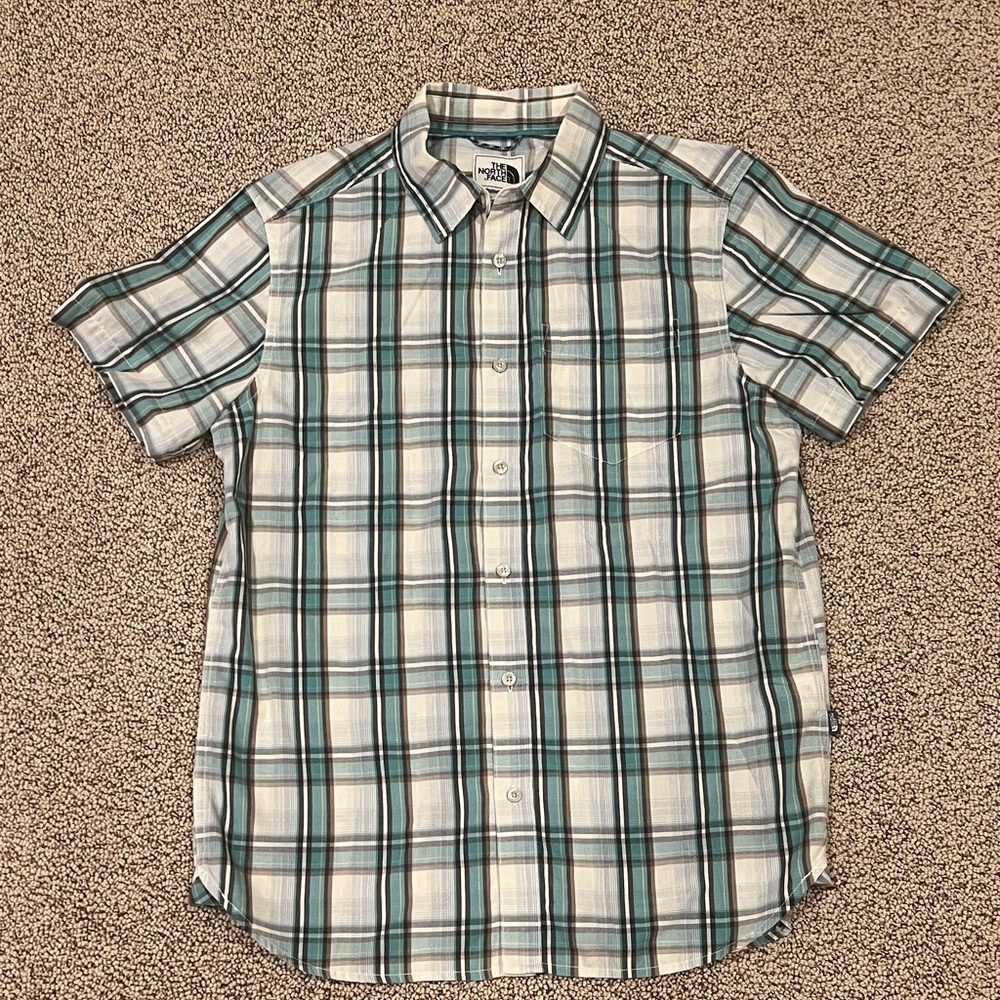 The North Face Blue and White Plaid Casual Shirt